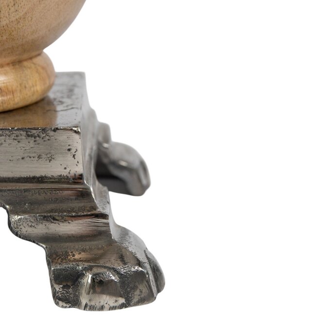 Mars & More Dienblad op voet zilver hout h29 d55,5