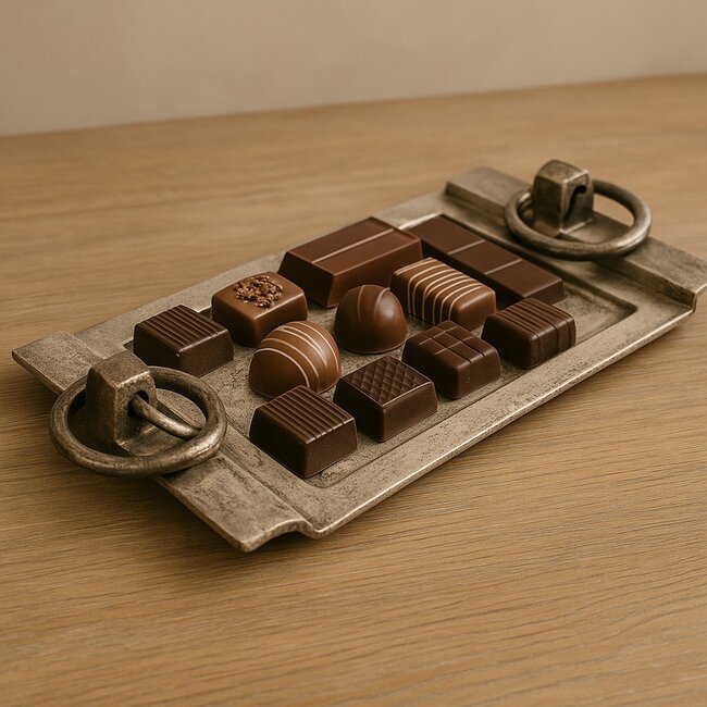 Mars & More Dienblad met handgrepen ijzer zilver h6 46,5x18,5