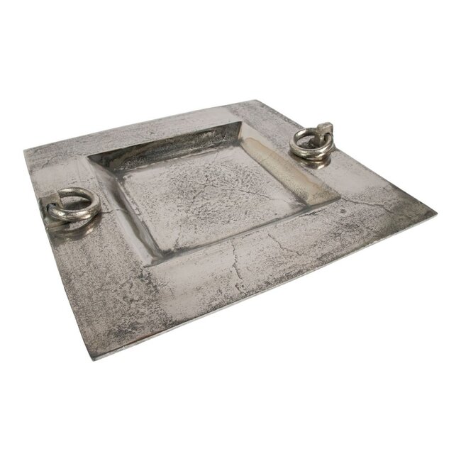 Mars & More Dienblad met handgrepen ijzer zilver h7 44x44