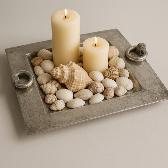 Mars & More Dienblad met handgrepen ijzer zilver h7 44x44