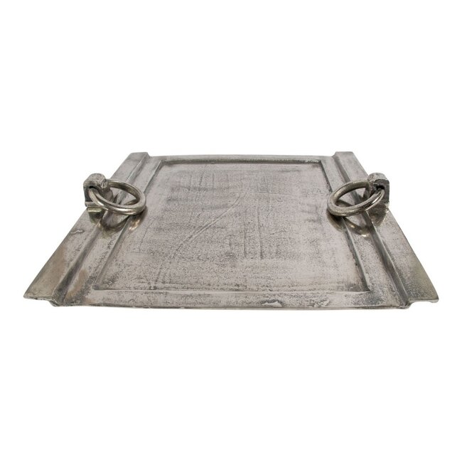 Mars & More Dienblad met handgrepen ijzer zilver h9 50x50
