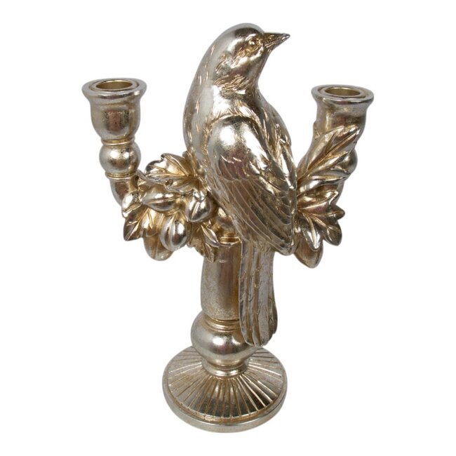 Mars & More Kaarsenhouder vogel hars zilver 18,5x10x28,7cm