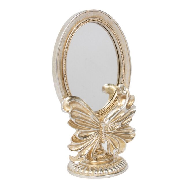 Mars & More Spiegel Ovaal vlinder hars zilver 14,6x10x25,3cm
