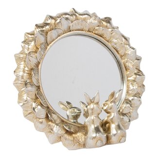 Mars & More Spiegel Rond konijn hars zilver 21x6,3x20,6cm