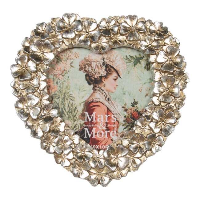 Mars & More Fotolijst hart klavertjes zilver 15,6x2x15,7cm