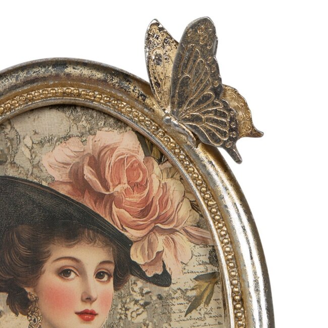 Mars & More Fotolijst ovaal vlinder hars zilver 14,3x4x20,4cm