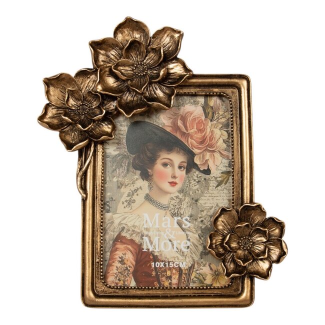 Mars & More Fotolijst rechthoek bloemen goud 18x3,2x22cm