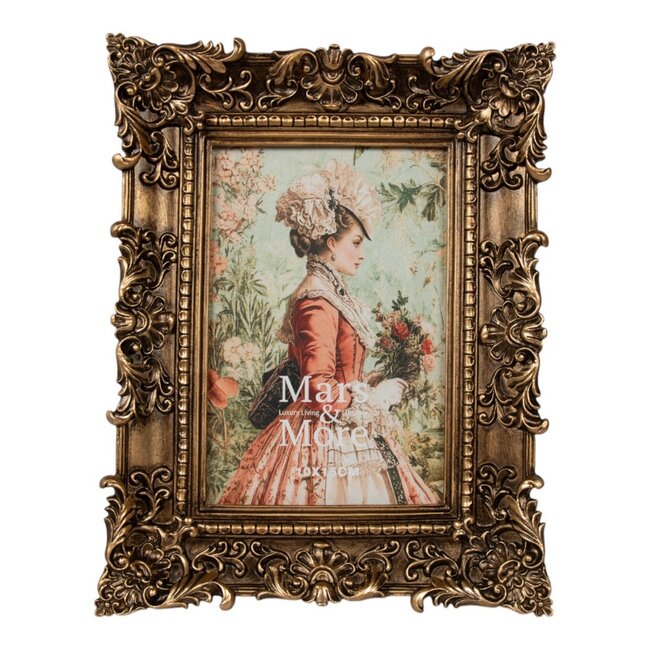 Mars & More Fotolijst rechthoek vlinder hars goud 13,5x3,7x17cm