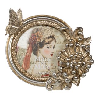 Mars & More Fotolijst rond vlinder hars zilver 13,5x3,7x17cm