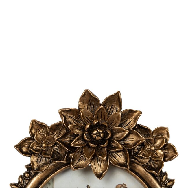 Mars & More Fotolijst rond bloem resin goud 14x2,7x17cm