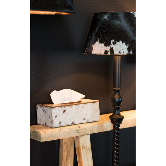 Mars & More tissuebox koehuid bruin/wit 25x14x9cm