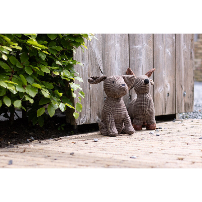 Mars & More Deurstopper Hond zit ruit 21x16x26 cm