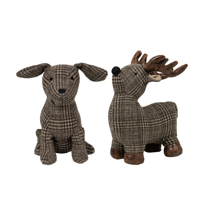 Mars & More Deurstopper Hond zit ruit 21x16x26 cm