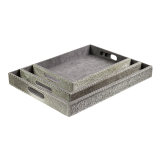 Mars & More dienbladen koehuid rechthoek grey (set of 3)