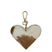 Mars & More sleutelhanger koehuid hart bruin/wit small 9cm goud