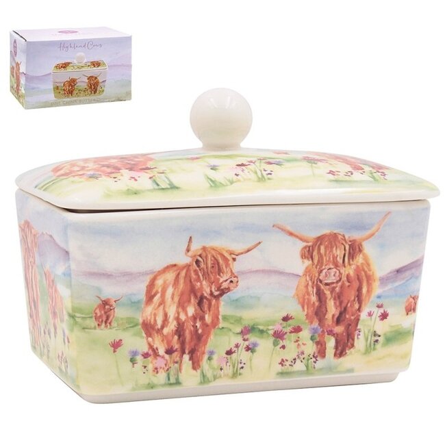 Lesser & Pavey Porseleinen Botervloot – Jennifer Rose Highland Cows