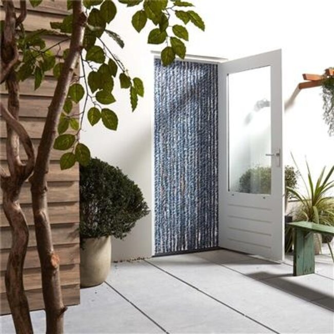 2Lif Chenille Caravan vliegengordijn blauw/grijsmulti 56x180cm