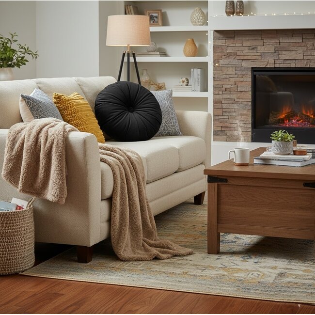 Mars en More Rond kussen fluweel zwart Ø40cm