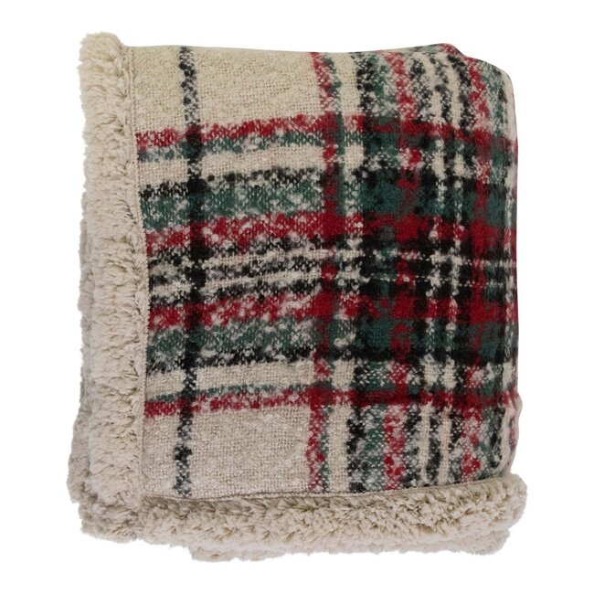 Mars & More Plaid ruit boucle groen 130x170cm