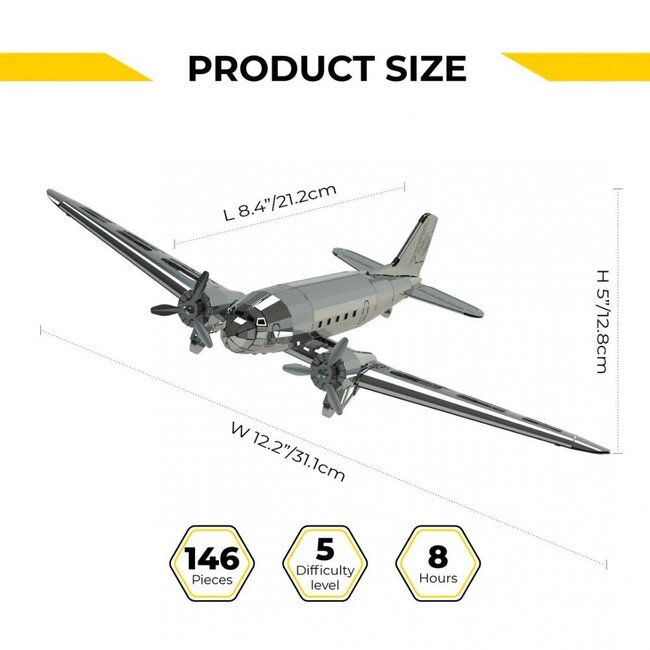 3D Metalen Bouwpakket, Remarkable Douglas, Metal Time, MT057, 31,1x21,2x12,8cm