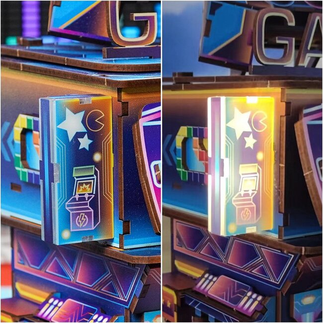 Tonecheer, DIY 3D Houten Puzzel, Desk Bin, Cyber Game City, TQ182,15x14x23cm