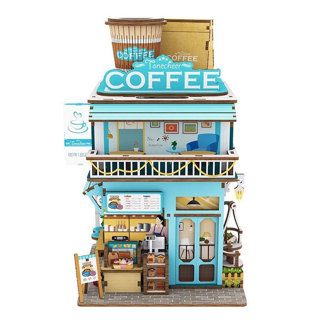 Tonecheer, DIY 3D Houten Puzzel, Desk Bin, Cape Coffee Shop, TQ181,15x14x23cm