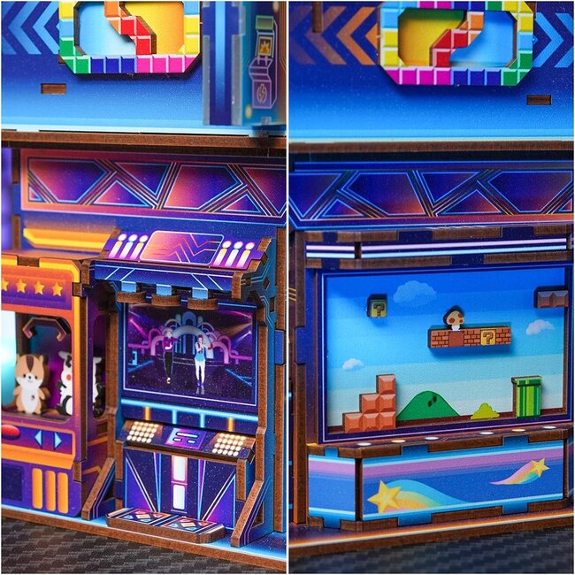 Tonecheer, DIY 3D Houten Puzzel, Desk Bin, Cyber Game City, TQ182,15x14x23cm