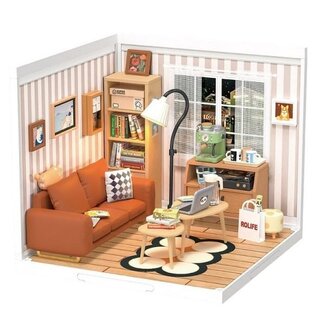 Robotime, DIY Huisje Super Creator Cozy Living Lounge, DW007, 16,3x16,3x15,2cm