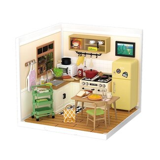Robotime, DIY Huisje Super Creator Happy Meals Kitchen, DW008, 16,3x16,3x15,2cm