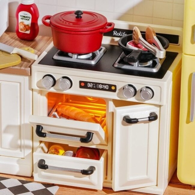 Robotime, DIY Huisje Super Creator Happy Meals Kitchen, DW008, 16,3x16,3x15,2cm