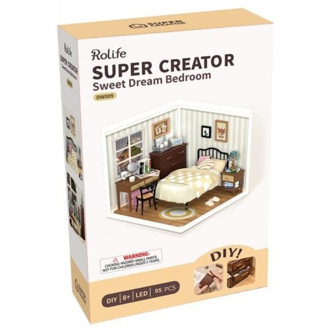 Robotime, DIY Huisje Super Creator Sweet Dream Bedroom, DW009, 16,3x16,3x15,2cm