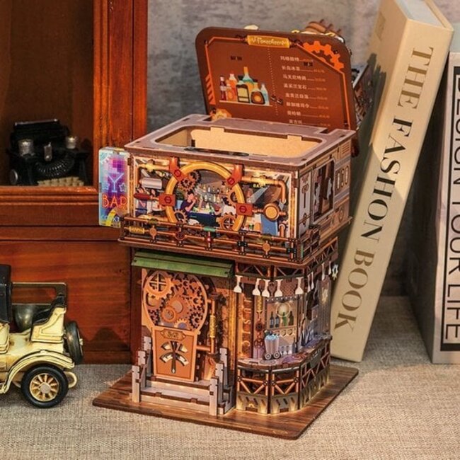 Tonecheer, DIY 3D Houten Puzzel Desk Bin, Punk Bar, TQ183,15x14x25cm