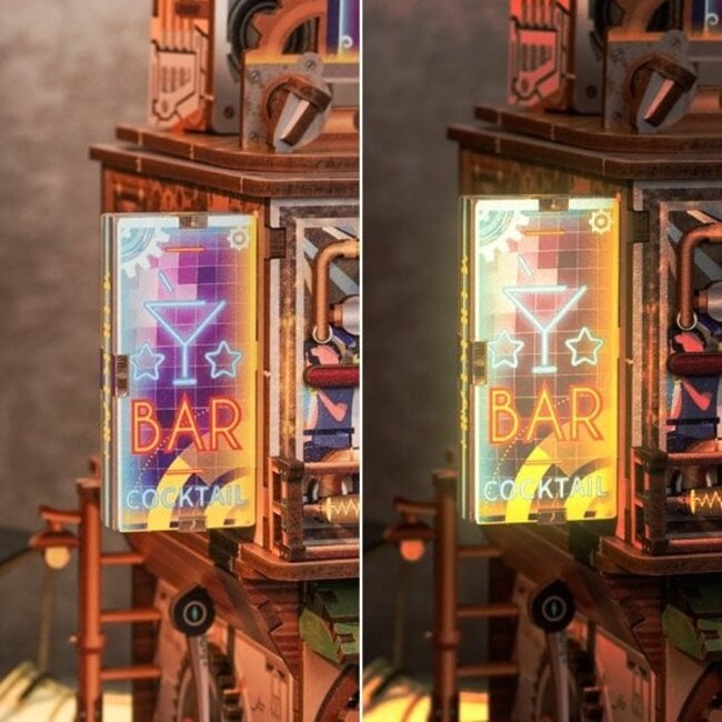 Tonecheer, DIY 3D Houten Puzzel Desk Bin, Punk Bar, TQ183,15x14x25cm