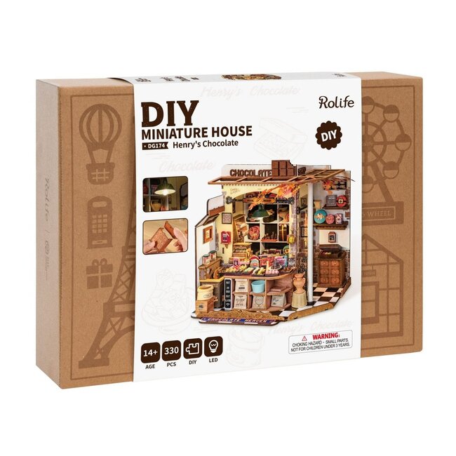 Robotime, Henry's Chocolate, DIY Miniatuurhuis, DG174, 23,5x17,5x22cm