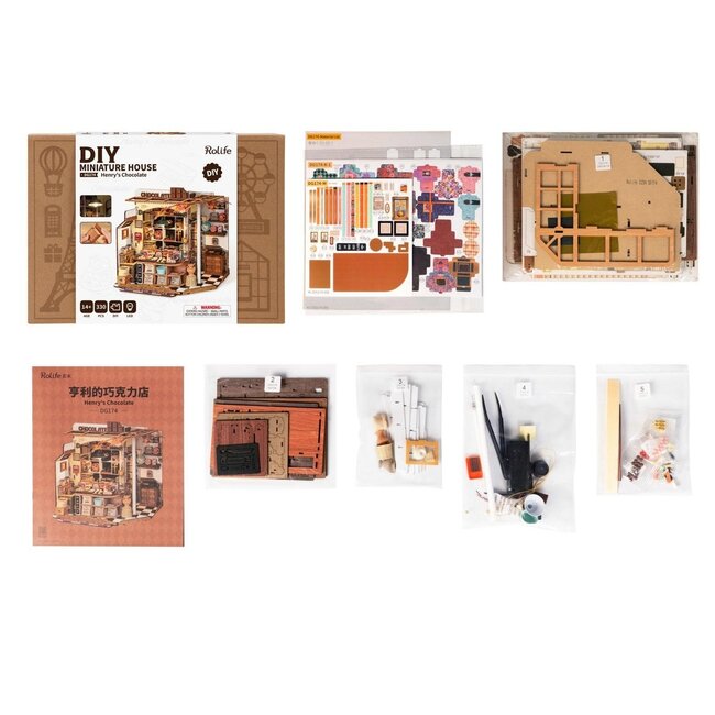 Robotime, Henry's Chocolate, DIY Miniatuurhuis, DG174, 23,5x17,5x22cm