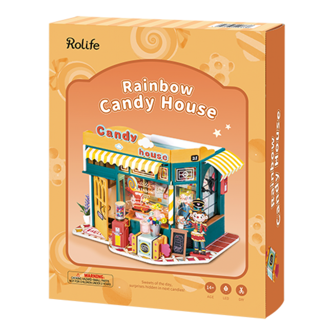 Robotime, DIY Huisje, Rainbow Candy House, DG158, 22x14x16,8cm
