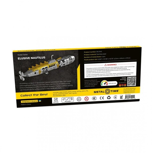 3D Metalen Bouwpakket, Elusive Nautilus, Metal Time, MT045, 21x5x7cm