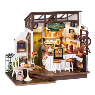 Robotime, DIY Huisje, Slow Life Café met LED verlichting, DG162, 25x15x19,5cm