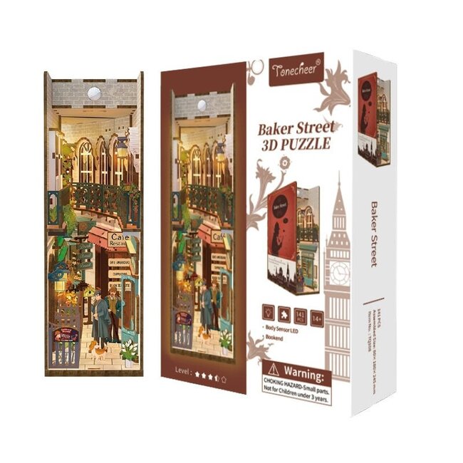 Tonecheer, DIY Book Nook, Baker Street Bookend, TQ108, 18,2x8x24,5cm