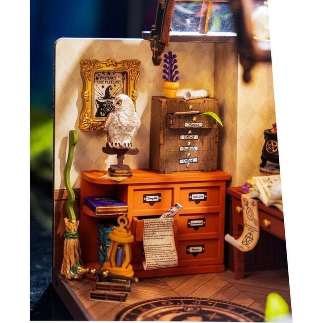 Robotime, DIY Huisje, The Magic Study met LED verlichting, DG166, 21x13x19cm