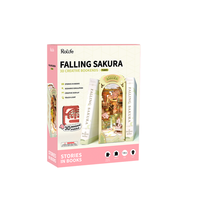 Robotime, DIY Book Nook Boekensteun Falling Sakura, TGB05, 18,7x10x24,2cm