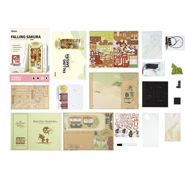 Robotime, DIY Book Nook Boekensteun Falling Sakura, TGB05, 18,7x10x24,2cm