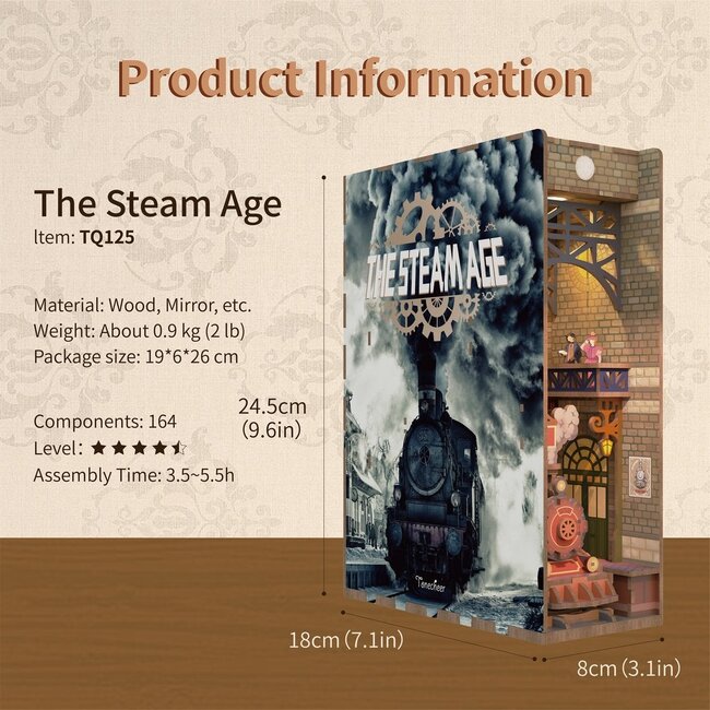 Tonecheer, DIY Book Nook, The Steam Age Bookend, TQ125, 18x8x24,5cm