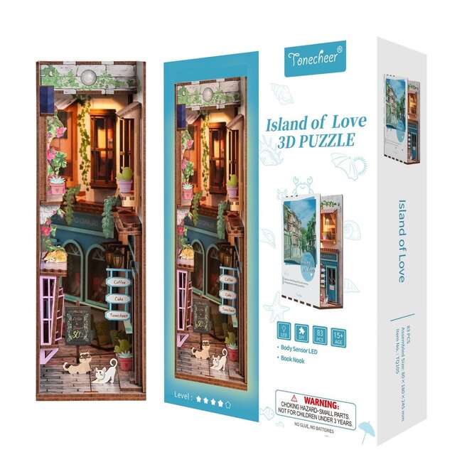 Tonecheer, DIY Book Nook, Island of Love, TQ105, 18,2x8x24,5cm