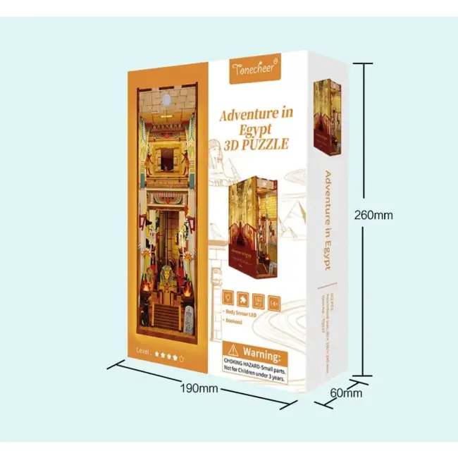 Tonecheer, DIY Book Nook, Adventure in Egypt Bookend, TQ127, 18,2x8x24,5cm