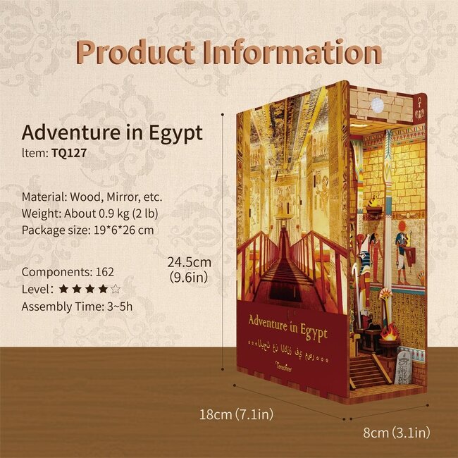 Tonecheer, DIY Book Nook, Adventure in Egypt Bookend, TQ127, 18,2x8x24,5cm