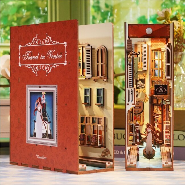 Tonecheer, DIY Book Nook, Travel in Venice Bookend, TQ107, 18,2x8x24,5cm
