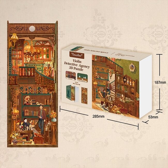 Tonecheer, DIY Book Nook, Violin Detective Agency inclusief Dust-cover, TQ117, 18 x 9,8 x 24,5 cm