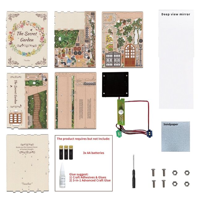 Tonecheer, DIY Book Nook, The Secret Garden Bookend, TQ122, 18,2x8x24,5cm