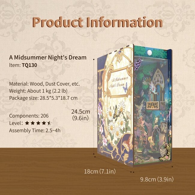 Tonecheer, DIY Book Nook, A Midsummer Night's Dream inclusief Dust-cover, TQ130, 24,5x18x10cm